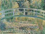 London National Gallery Next 20 18 Claude Monet - The Water-Lily Pond Claude Monet - The Water-Lily Pond 1899, 88 x 92 cm. Monet moved to Giverny in 1883. In 1893 he acquired a small pond and created a water garden with an arched bridge in the Japanese style, copied from a print that hung in his dining room. In 1899, when the vegetation of the water garden was at its most luxuriant, he began a series of views across the pond to the arching bridge. Here the garden is shown in slanting summer afternoon light, in cool harmonies of green and mauve balanced by bright yellow reflections and vivid red and white water lilies.